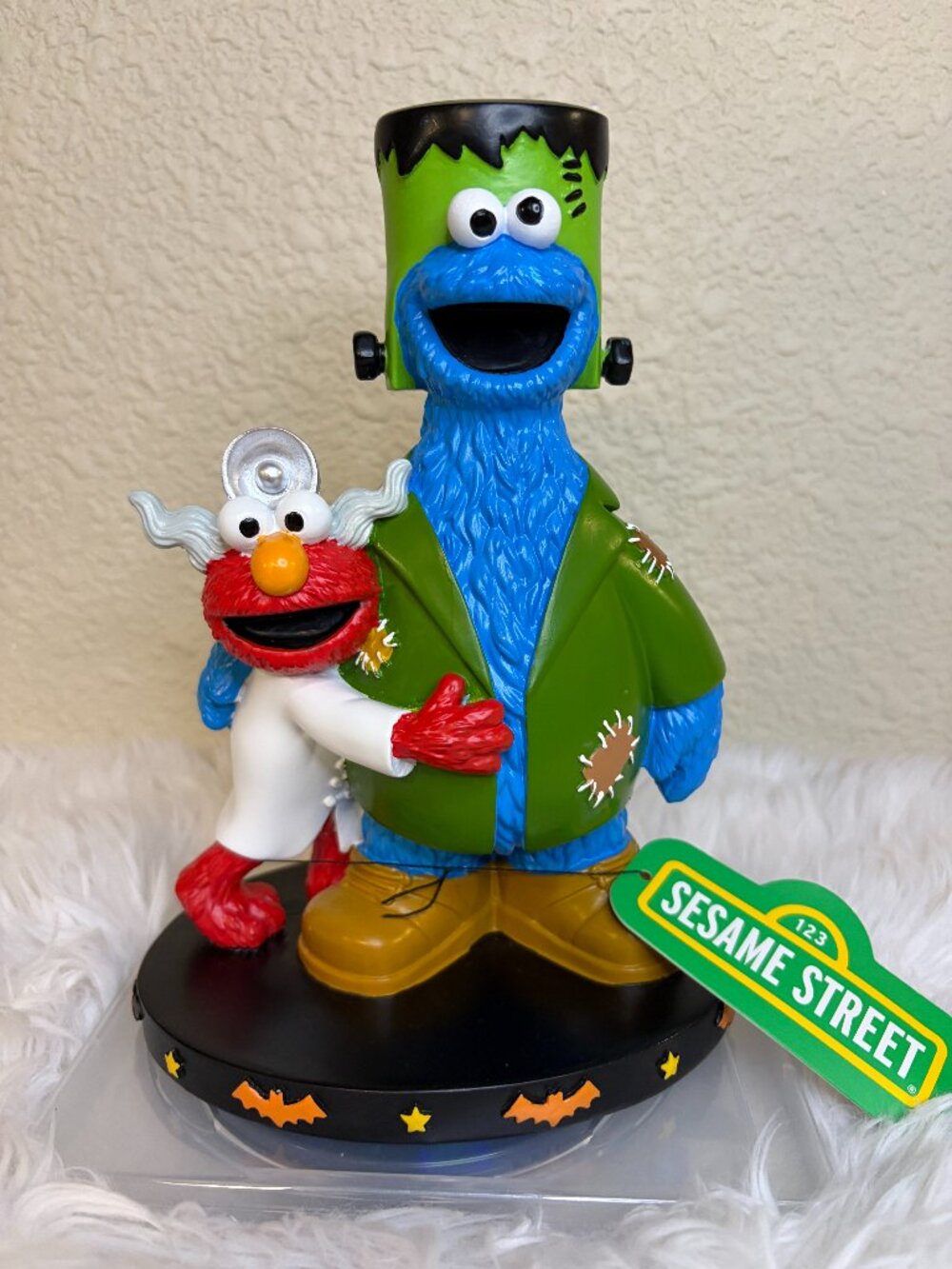Sesame Street Cookie Monster Elmo Frankenstein Halloween Figurine NWT